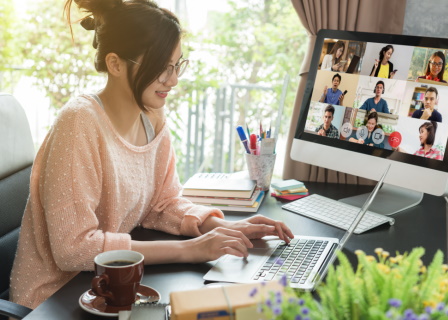 Woman Working from Home in a Video Call Scene