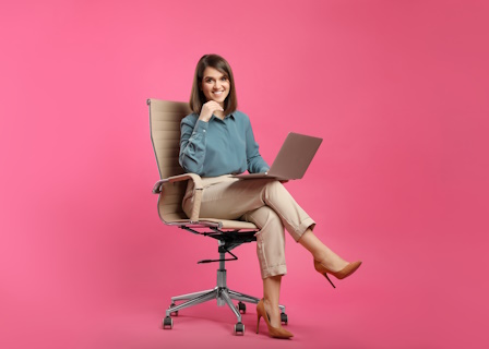 woman sitting on office chair