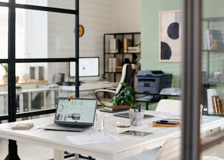 glass office partitions in office space