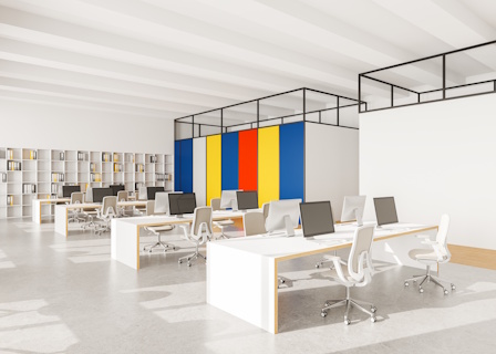 colorful partitions in office