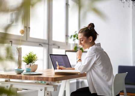 woman working at stylish desk