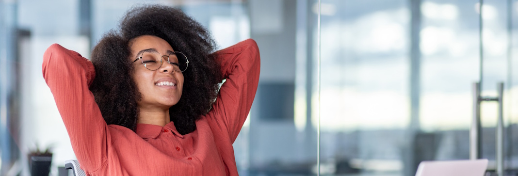 woman comfortable in office chair
