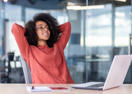 woman comfortable in office chair