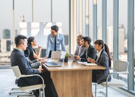 corporate meeting at conference table