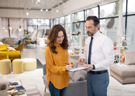 woman shopping for office furniture woman shopping for office furniture