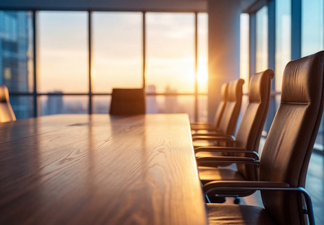 close up on wood conference table close up on wood conference table