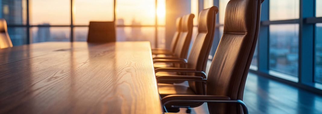 close up on wood conference table