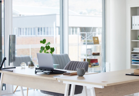 office desk in modern office space